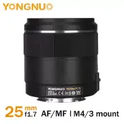 YONGNUO YN25mm F1.7M Auto Focus Standard Prime Lens for M4/3 Mirrorless Cameras