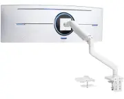 VIVO White Mechanical Arm Computer Monitor Desk Mount, Fits Ultrawides up to 49"