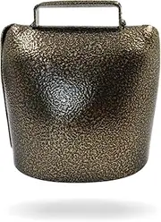 Super Large Metal Cowbell 8.5x9cm/3.35x3.54in, Grazing Bell for Cattle and Horse, Farm Animal Bell, Solid and Loud Noisemaker Cheering Bell for Sporting Events and Games (Bronze)