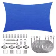 COLOURTREE Canopies 12'x18' Elastic Hem Rectangle Sun Shade Sail Patio Blue