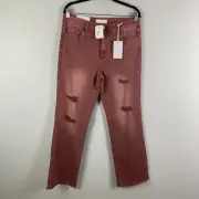 Vervet Skylar High Rise Boot Cut Jeans Size 31 Dark Mauve Stretch