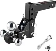 Adjustable Trailer Hitch Ball Mount, Tri-Ball (1-7/8" X 2" X 2-5/16"), Fits 2" Receiver, 5" Rise/Drop Hitch, Hitch For Heavy Dut(C)