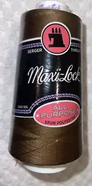 Serger Thread Maxi-Lock Cone Thread 3,000yd Brown Spun Polyester Strong Seam NEW