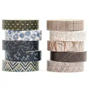 10 Rolls Fantasy Washi Tape Set Texture Arts Adhesive Tapes Basic Patterns Decor