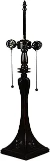 Table Lamp Base Replacement Only, Wide 8 Inch Height 26 Inch, Fit for 16 Inch Tiffany Stained Glass Lampshade, Dark Brown Finish, Resin, Pull Chain Switch KeYJ