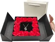 Red Rose Flower Valentine's Day Propose Girlfriend Wedding Gift Mother's Day Family Friends Jewelry Necklace Earring Bracelet Ring Red Rose Flower Gift Box Birthday Gifts