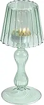 Gurfuy Desk Lamp Shaped Glass Candle Holder - Glass Hurricane Candleholder Crystal Decorative Candle Stand for Table Wedding Dinning Centerpieces Party Supplies Decor DarkGreen