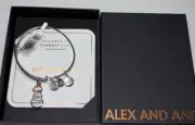 Alex And Ani Silver Tone Bangle Bracelet w/Enamel Snowman Charm A265 NIB NWT