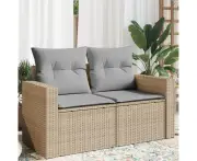 Garden Sofa Beige 2-Seater Cushions Storage Weather Resistant Modular