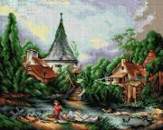 "Landscape near Beauvas" Printed Canvas for Cross Stitch Tapestry Gobelin 2475