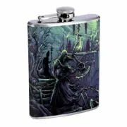 Iron Axe Skeleton Grave Em1 Flask 8oz Stainless Steel Hip Drinking Whiskey