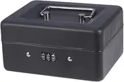 TEMPNAP Cash Box with Combination Lock Thicken Safety Box for Cash Coins and Keys Portable Cashier Box Black for Convenience Stores and Restaurants