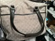 Oroton Nappy Diaper Baby Bag Tote Handbag Brown Leather Canvas, RRP $395,NWT
