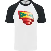 Curled Grenada Flag Grenadians Day Football Mens s/s Baseball T-Shirt