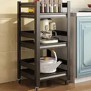 LFFH Kitchen Rack Organizer, Microwave Oven Storage Shelf Is Used For The Storage Organizer Of Spice Placement And Kitchen Utensils (Color : Black, Size : 40x40x80cm)