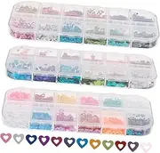 Healeved Valentine's Day Nail Glitter Flakes 3 Pack Manicure Shining Flakes Decorative Glitter Nail Charms