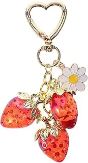 [Beavorty] Kawaii Strawberry Keychain Handbag Accessory for Women Girls Decorative Bag Charm Pendant Keyring