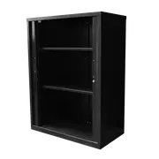 RAPIDLINE 1200W GO TAMBOUR DOOR CUPBOARD With 2 Shelves W1200 x D473 x H1200mm Black