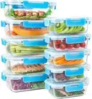 10 Pack Glass Food Storage Containers with Lids, Airtight, Stackable & Leak-Proo