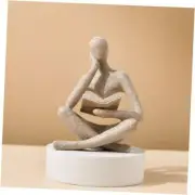 Creative Aesthetic Character Reading Thinker Decoration for Living Sit-beige-a