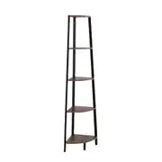 5 Tier Industrial Corner Bookshelf Storage Display - Brown