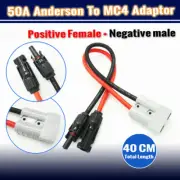 40CM FOR MC-4 CONNECTOR TO 50AMP ANDERSON PLUG SOLAR 6MM² CABLE ADAPTOR WIRING