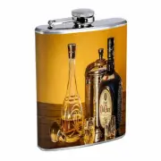 Whiskey Images D4 Flask 8oz Stainless Steel Hip Drinking