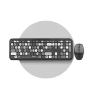 ANYMOB Bluetooth Keyboard And Mouse Combo Set Black Gray Colorful Retro Design Portable Wireless Soft Touch Keys