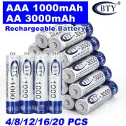 3000mAh AA/1000mAh AAA Rechargeable Battery NI-MH 1.2V Recharge Batteries 4-20x