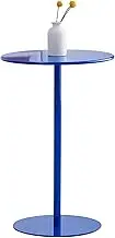 Small Round End Table for Living Room Bedroom, High Top Bar Table, Modern Home Decor Bedside Table Nightstand Sofa Table with Blue Leg and Metal Base(48x72cm)