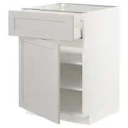 METOD / MAXIMERA base cabinet with drawer/door, white/Lerhyttan light grey, 60x60x80 cm