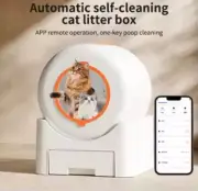 Smart App-Controlled Self-Cleaning Litter Box New Design - WHITE AND ORANGE
