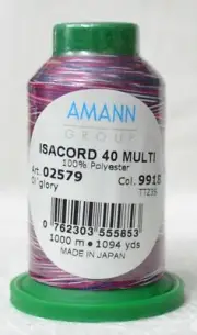 ISACORD 40, Universal Machine Embroidery Thread, 1000m, Colour 9918 Variegated