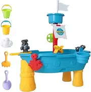 Toddler Water Table 17Pcs/Set Pirate Ship Kids Water Table Outdoor Play and Accessories and Sand Sensory Toys for Boy and Girls Aged 3-6 Sand