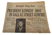 1963 PRESIDENT KENNEDY Shot in Dallas Street Gunfire Springfield Daily News