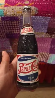 Vintage Double Dot Pepsi Cola 12oz Full Soda Bottle Collectible Advertising NOS
