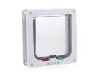 4 Way Lockable Dog Cat Kitten Door Security Flap Door ABS Plastic Animal Small Pet Cat Dog Gate Door Pet Supplies - S White
