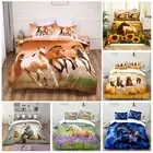 Animal Horse Doona Quilt Duvet Covers Set Single Double Queen King Size Bedding