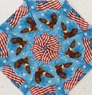16 9.5" American Pride Flag Eagle #1 Stack 'n Whack Quilt Blocks Kaleidoscope