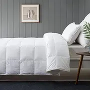 [Dreamaker] Lightweight Duck Down Quilt, Luxury 50% Down 50% Small Feathers, Breathable Down Proof Cotton Japara Cover, Summer Weight Duvet, Purafresh Treated for Anti-Bacterial Protection - Queen