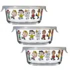 Pyrex Peanuts Snoopy Heat Resistant Glass Containers ROUND 3P SET 380ml