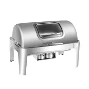 9L Stainless SteelRoll Top Chafer Restaurant Chafing Dish glass window lid