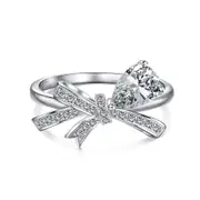 ANYCO Ring White Pear Ring Stone Wedding Ring CZ 5A 0.5ct 925 Sterling Silver Bow Knot Rings Jewelry Women
