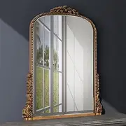 SHYFOY Antique Gold Wall Mirror Baroque Vintage Mirrors for Wall, Decorative Wall Mirror Ornate Arch Mantel Mirror for Living Room Entryway Powder Room Traditional Wall Decor, 31.5'" X 23.6''
