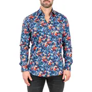 Maceoo Fibonacci Absolem Blue Contemporary Fit Button-Up Shirt at Nordstrom, Size 3