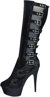 [Denova's] Women's 6in Very High Heel Platform Pole Dance Middle Calf Boot