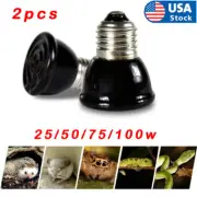2PC E27 Reptile Lamp Infrared Ceramic Heat Lamp Bulb Pet Turtle Basking Light US
