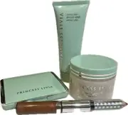 VTG RARE PRINCESS LIVIA SET4 LIP ALMOND SCRUB BEE POLLEN CREAM BUFF SHEER POWDER
