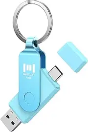 MOSDART 256GB USB3.1 Fast Speed C and A Dual Flash Drive, exFAT Memory Stick with Keychain and LED Indicator, for iPhone 15 and 16, Android Phone, iPad, MacBook, and Other Laptops, Sky Blue