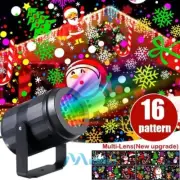 16 HD Themes Christmas Projector Laser Light LED Snowfall Landscape Decor Lamp